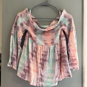 Of the shoulder tie-dye top